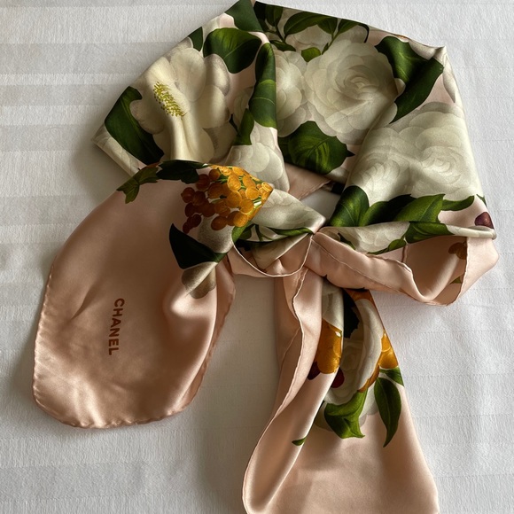 Chanel Scarf with Camelia and Fruit Motif